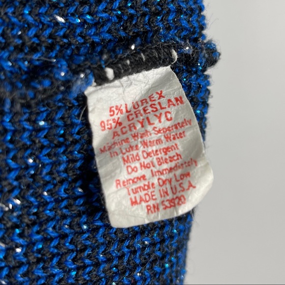 Vintage Blue Sparkle ZigZag Sweater - Picture 3 of 3